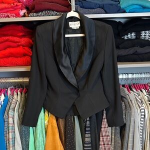 After Five black satin lapel snap closure blazer size 6
